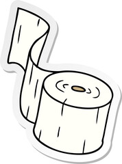 hand drawn sticker cartoon doodle of a toilet roll