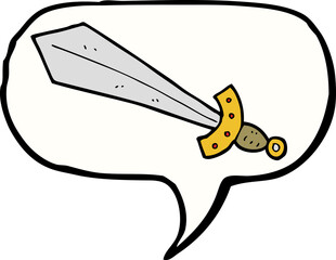 cartoon sword with speech bubble