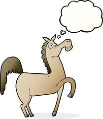 funny cartoon horse with thought bubble