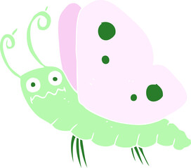 flat color illustration of funny butterfly