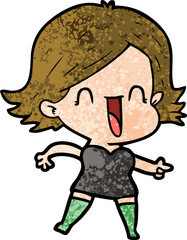 cartoon laughing woman pointing