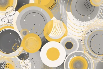 Abstract yellow and gray background with concentric circles, Generative ai