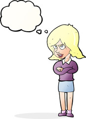 cartoon angry woman with thought bubble