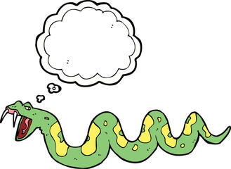 cartoon poisonous snake with thought bubble