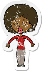 retro distressed sticker of a cartoon woman with closed eyes