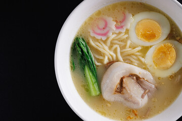 Ramen Japanese noodle isolated in black background
