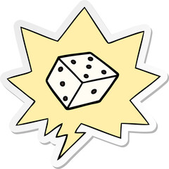 cartoon dice with speech bubble sticker