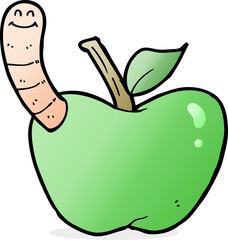 cartoon apple with worm