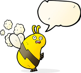 funny cartoon bee with speech bubble
