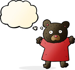cartoon cute black bear with thought bubble