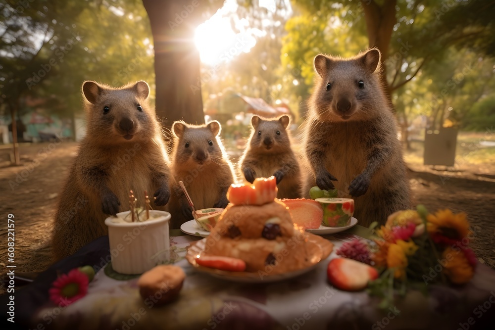 Poster A cheerful quokka, a milady, and a contented quokka