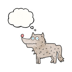 freehand drawn thought bubble textured cartoon dog