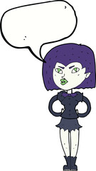 cartoon vampire girl with speech bubble