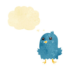 cartoon bird with thought bubble