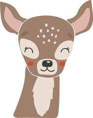 Deer animal isolated vector, Cute forest Animal deer, Forest Clipart, Portrait forest animal vector, Baby animal element