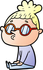 cartoon woman wearing glasses