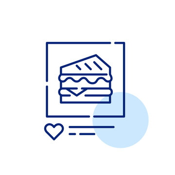 Sandwich posted on social media. Food blog or lunch delivery. Pixel perfect, editable stroke simple icon
