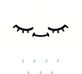 flat color retro cartoon of a rain cloud