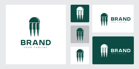 Unique Logo Set Combination of Bullets and Jellyfish, Unique and Interesting Logo Concept.