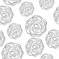 Floral Elements Seamless Texture Black White Background 