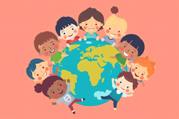 Obraz premium flat design world childrens day made with Generative AI