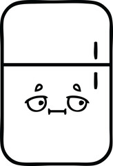 line drawing cartoon of a fridge freezer