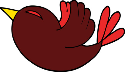 cartoon doodle red bird