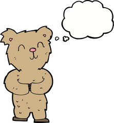 cartoon happy little bear with thought bubble