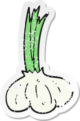 retro distressed sticker of a cartoon garlic