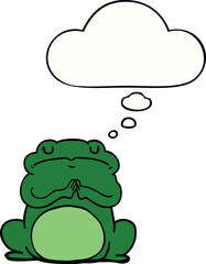 cartoon arrogant frog with thought bubble