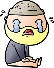 cartoon bearded man crying