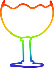 rainbow gradient line drawing of a cartoon glass of wine