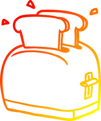 warm gradient line drawing of a toaster toasting bread