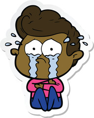 Fototapeta premium sticker of a cartoon crying man