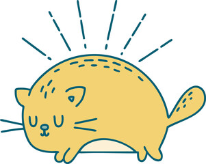 illustration of a traditional tattoo style happy cat