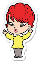 sticker of a cartoon woman