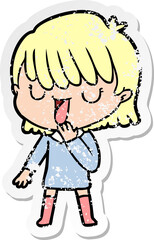 distressed sticker of a cartoon woman