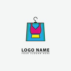 elegant shopping woman clothes logo icon.