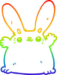 rainbow gradient line drawing of a cartoon rabbit