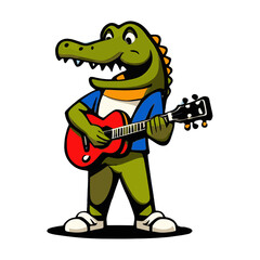 vector illustration of crocodile mascot with guitar