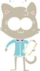 flat color style cartoon surprised office worker cat