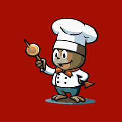 cute frog chef mascot vector illustration
