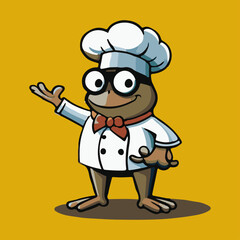 cute frog chef mascot vector illustration