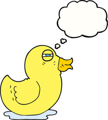 freehand drawn thought bubble cartoon rubber duck