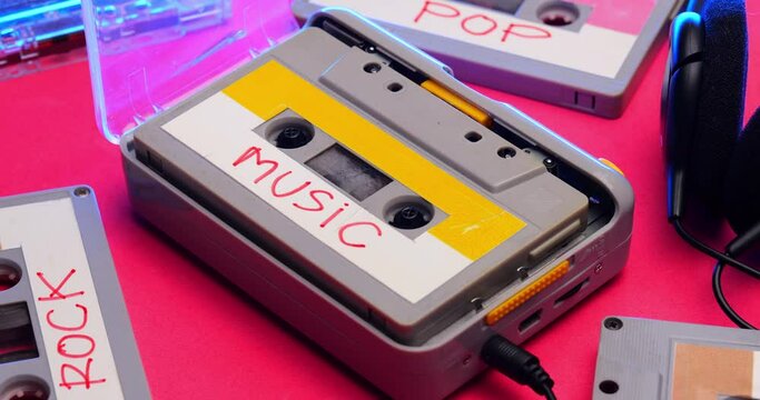 Cassette tapes and portable tape players were the pre-digital era of sound recording technology.