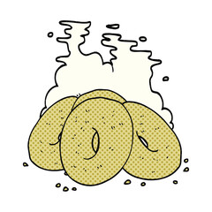 freehand drawn comic book style cartoon bagels