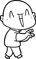 happy cartoon bald man