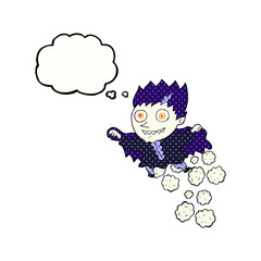 freehand drawn thought bubble cartoon vampire