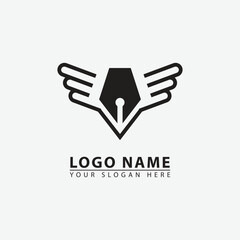 modern bird wing pen logo icon.