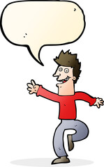 cartoon happy man with speech bubble